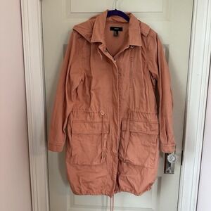 Forever 21 Women's Peach‎ Hooded Drawstring Utility Anorak Jacket Size M Cotton
